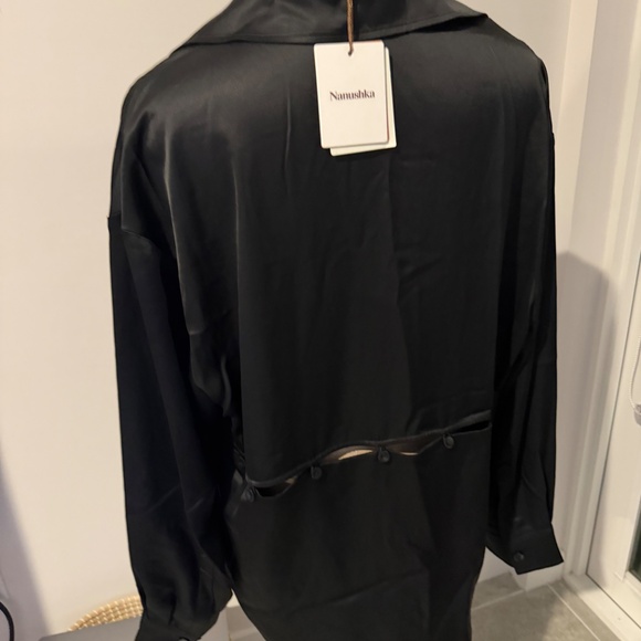 Nanushka Maxon Black Slip Satin Blouse in Black Size Large - Picture 8 of 8